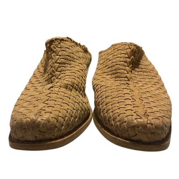 J BRAND Tan Western Heeled Woven Slip-On Women's Leather Mules Size 7.5M - Picture 4 of 8